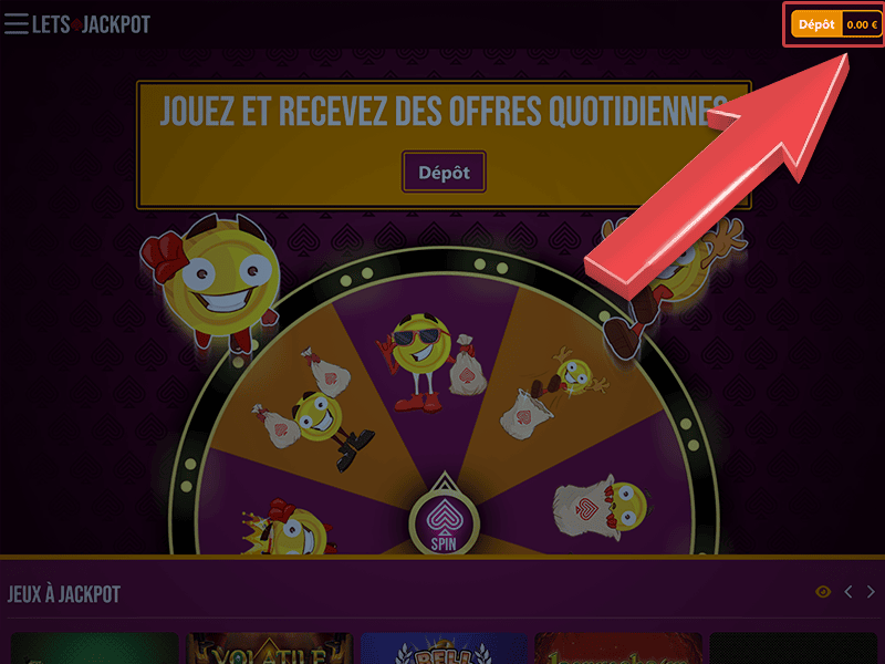 Cliquez sur « Dépôt »