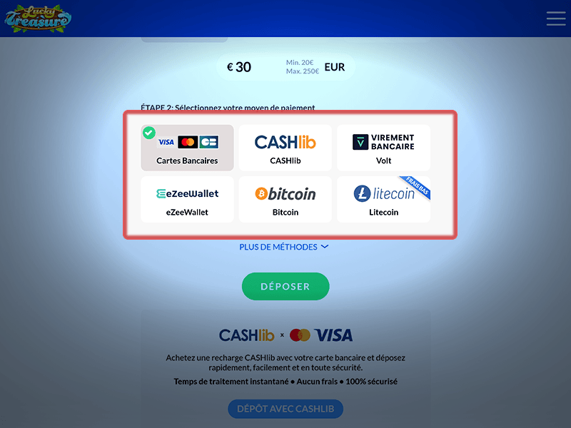 Sélectionnez un mode de paiement