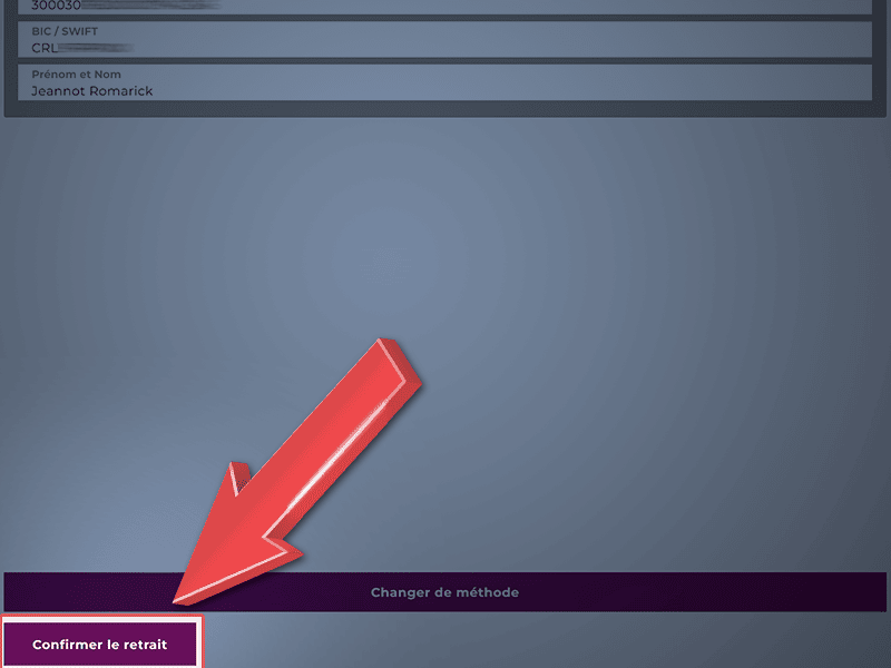 Validez le retrait