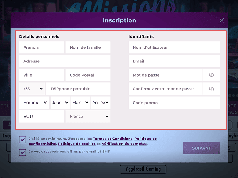 Insérez vos infos personnelles