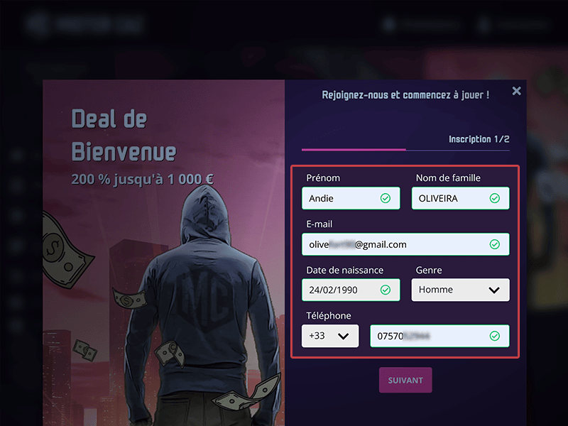 Fournissez vos informations peronnelles