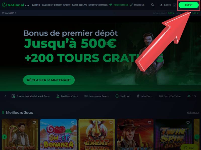 Cliquez sur « Dépôt »