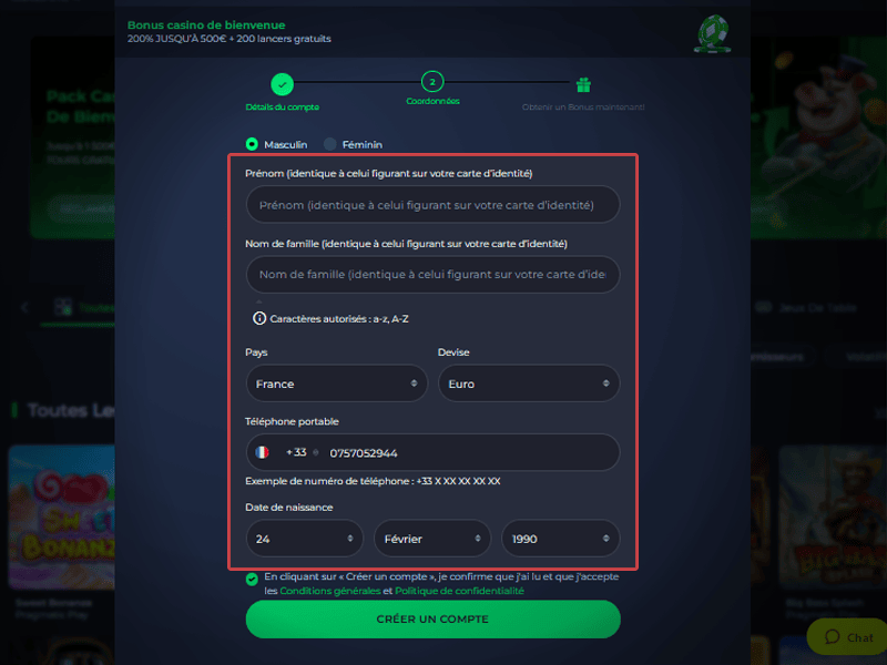 Renseignez vos informations personnelles