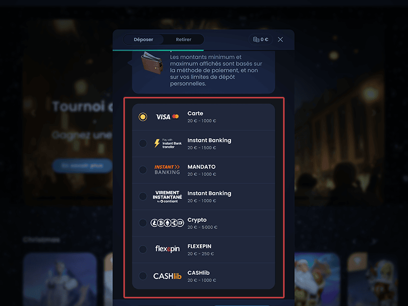 Choisissez un moyen de paiement