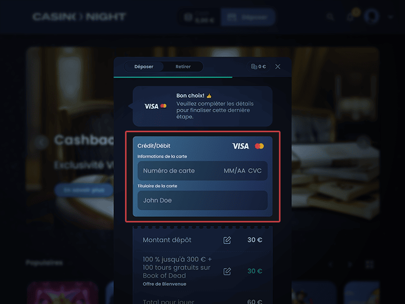 Donnez les détails du paiement
