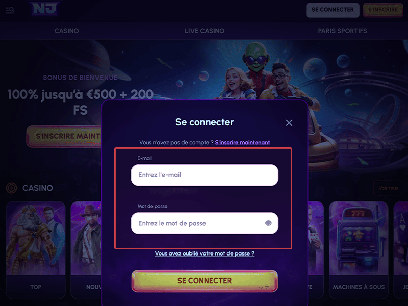 Entrez vos identifiants de connexion