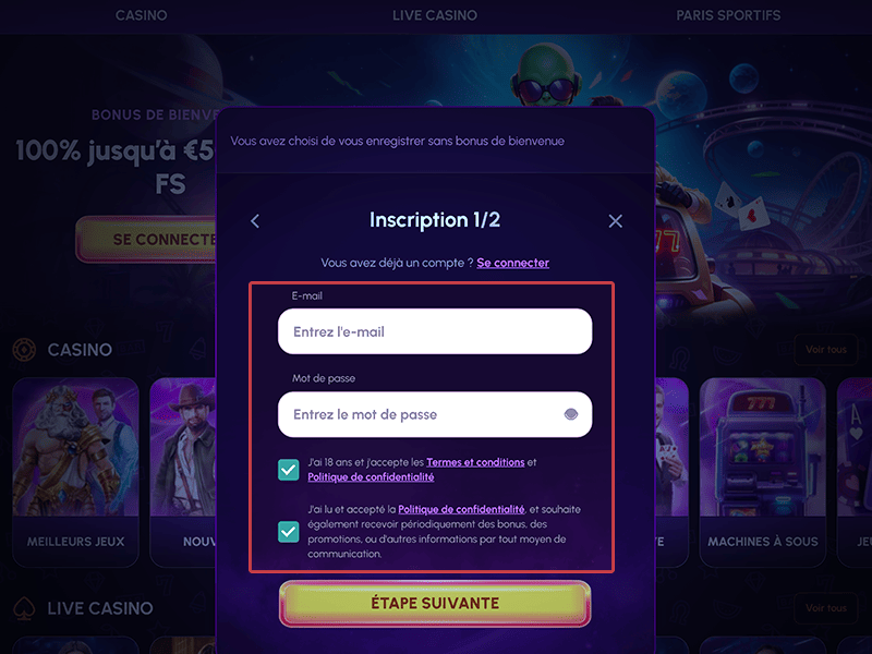 Saisissez votre e-mail