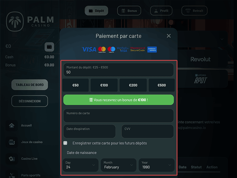 Donnez les détails de paiement