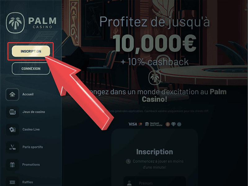 Appuyez sur le bouton « s'inscrire »