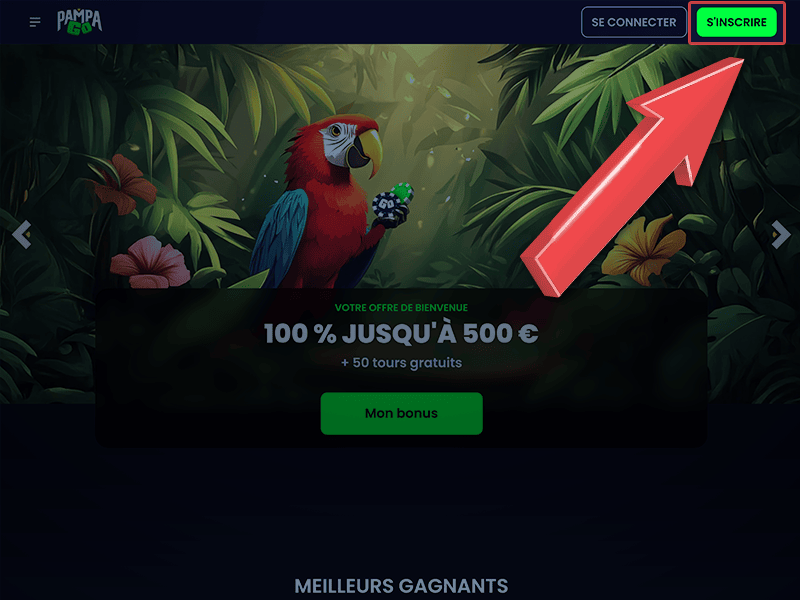 Cliquez sur « S'inscrire »