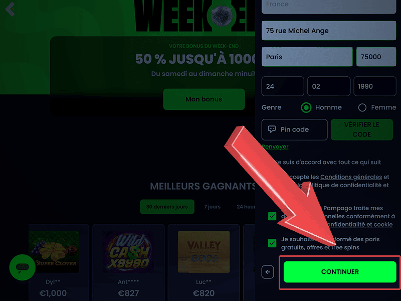 Finalisez l'inscription