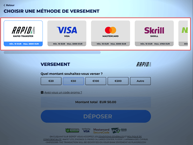 Choisissez un moyen de paiement