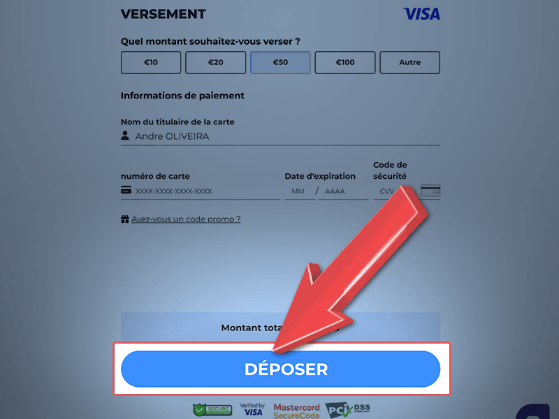 Validez le dépôt
