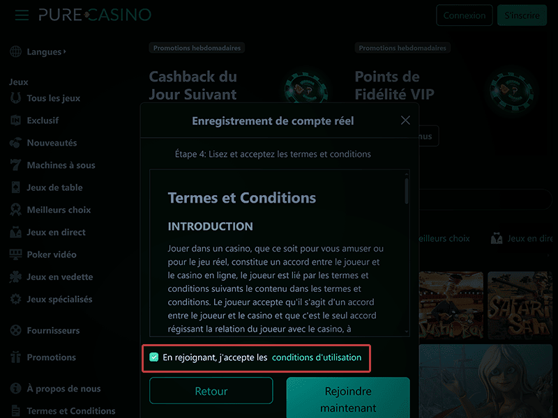 Acceptez les termes et conditions