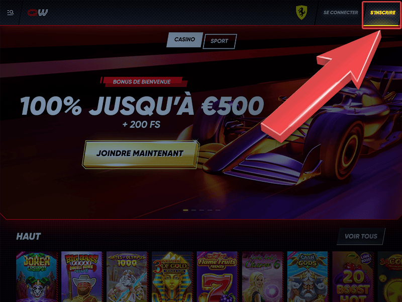 Cliquez sur « S'inscrire »