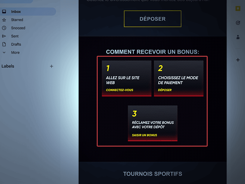Confirmez de recevoir ou non les bonus par e-mail