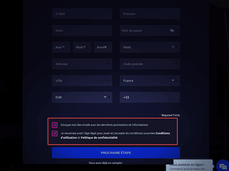 Acceptez les T & C
