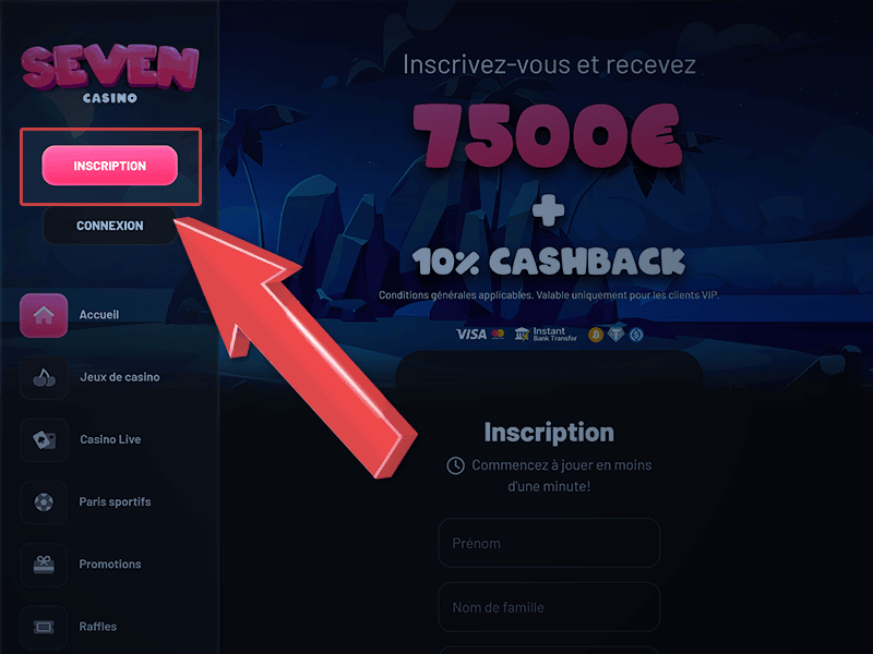 Cliquez sur « Inscription »