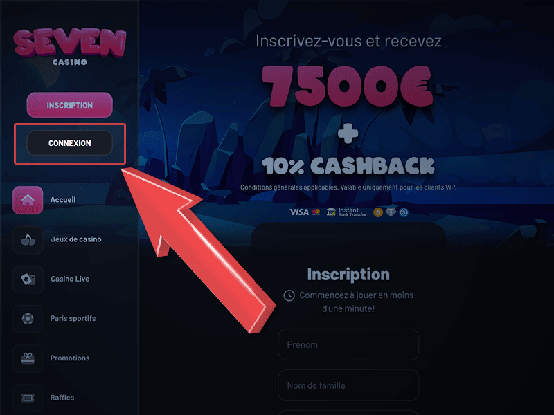 Cliquez sur « Connexion »