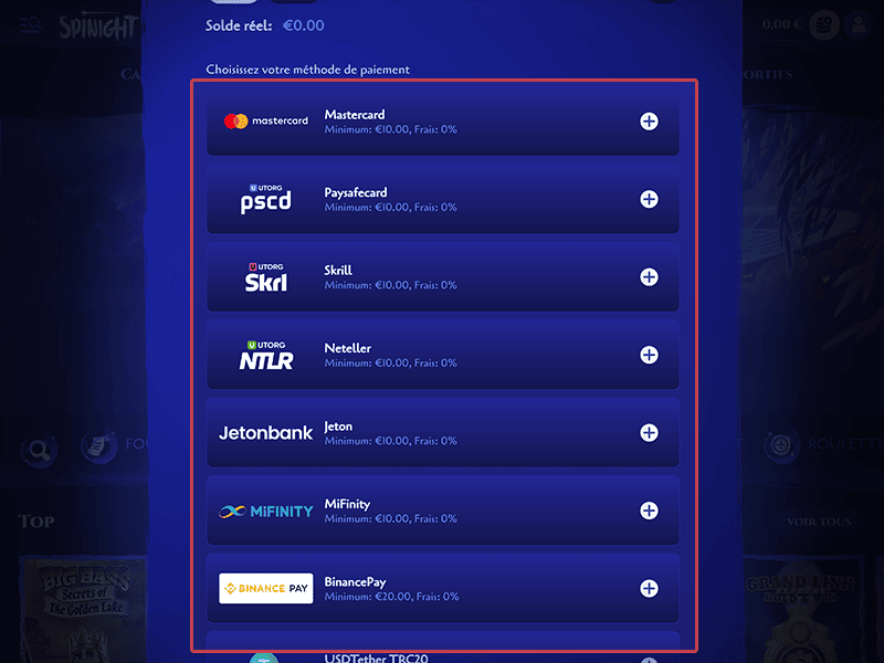 Choisissez une option de paiement