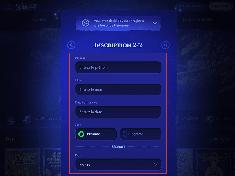 Ajoutez vos informations personnelles