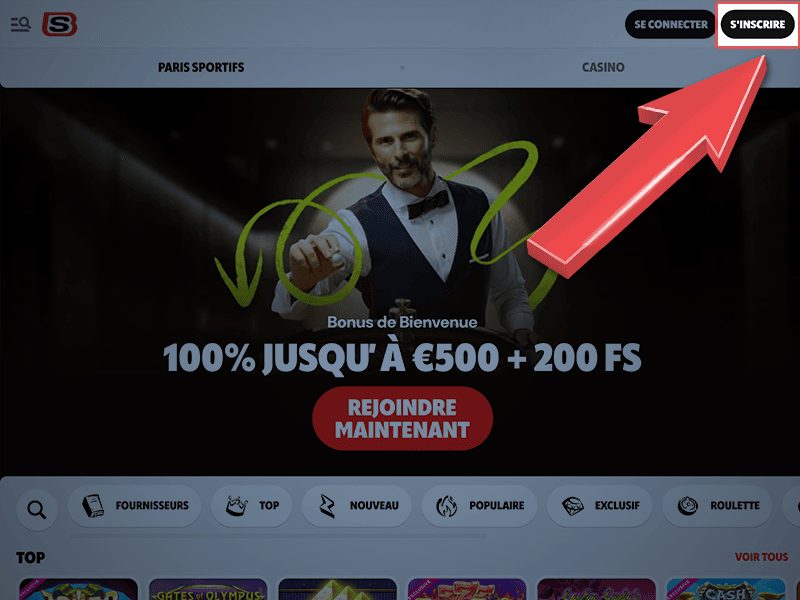 Cliquez sur « S'inscrire »