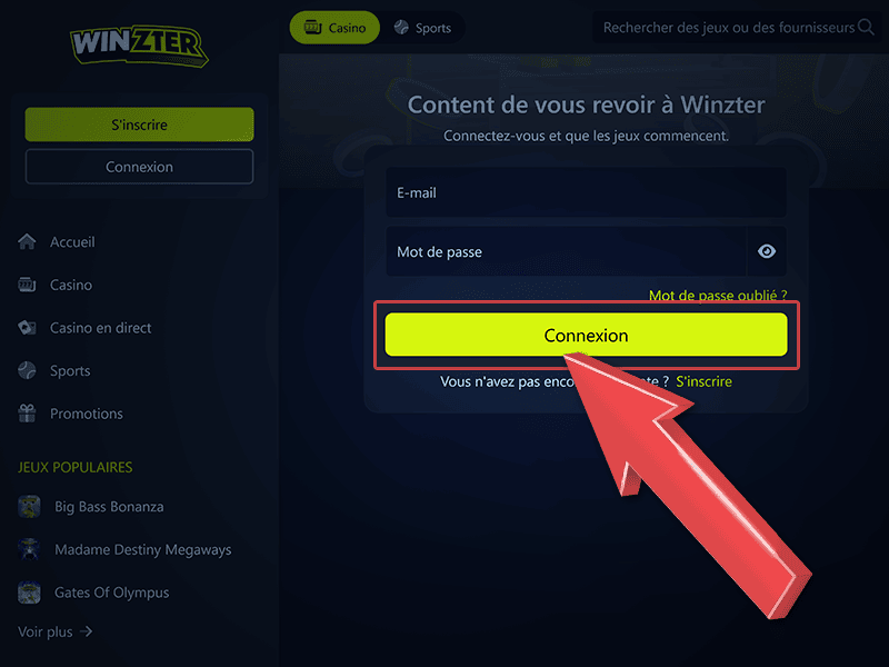 Connectez-vous au compte