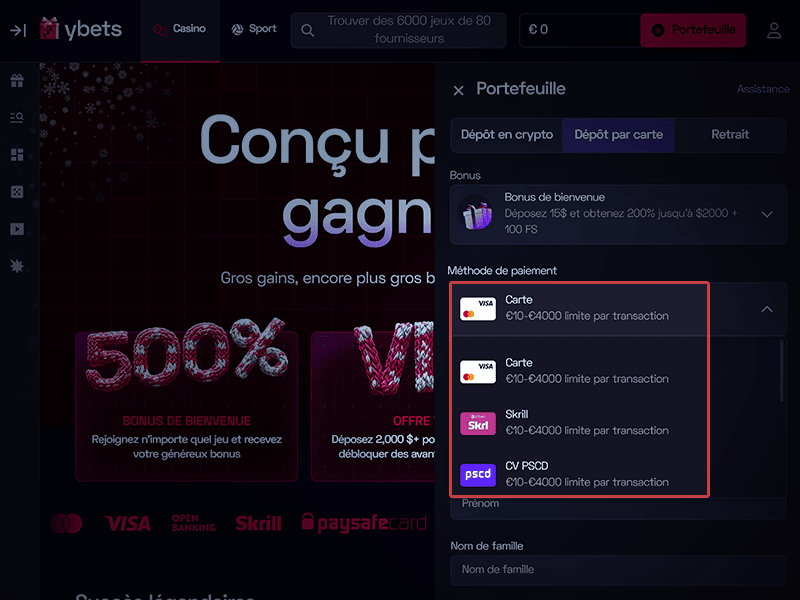 Choisissez une option de paiement