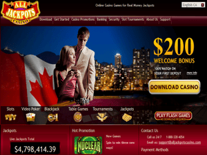 All Jackpots Casino website