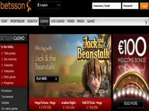 Betsson Casino website