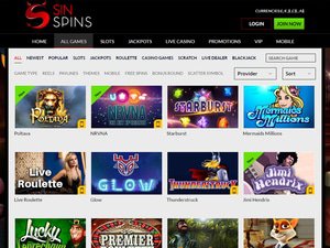 Sin Spins Casino games