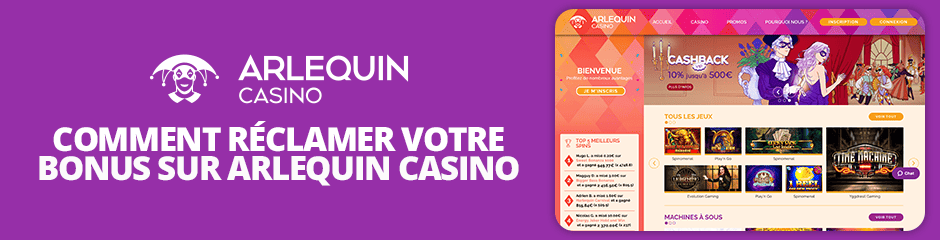 réclamer un bonus sur arlequin casino