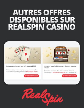 autres bonus disponibles sur real spin casino