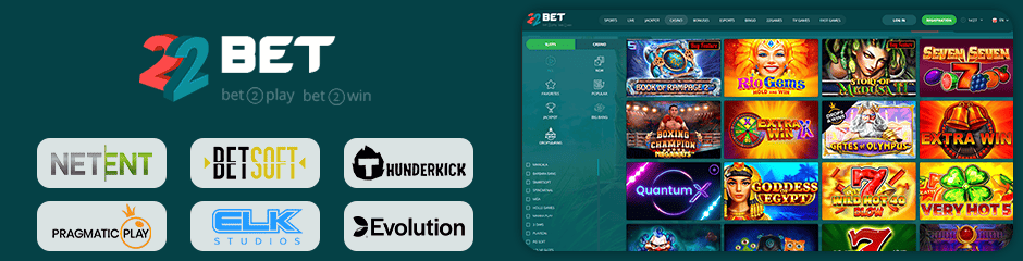 22bet casino jeux et logiciels