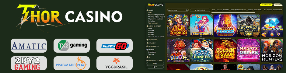 thor casino jeux et logiciels