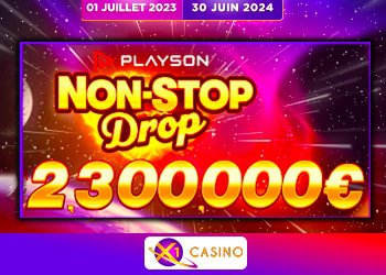 5eme phase du tournoi non stop drop de playson sur x1 casino
