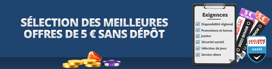 bonus sans dépôt 5€