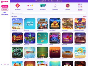 Spinz Casino games